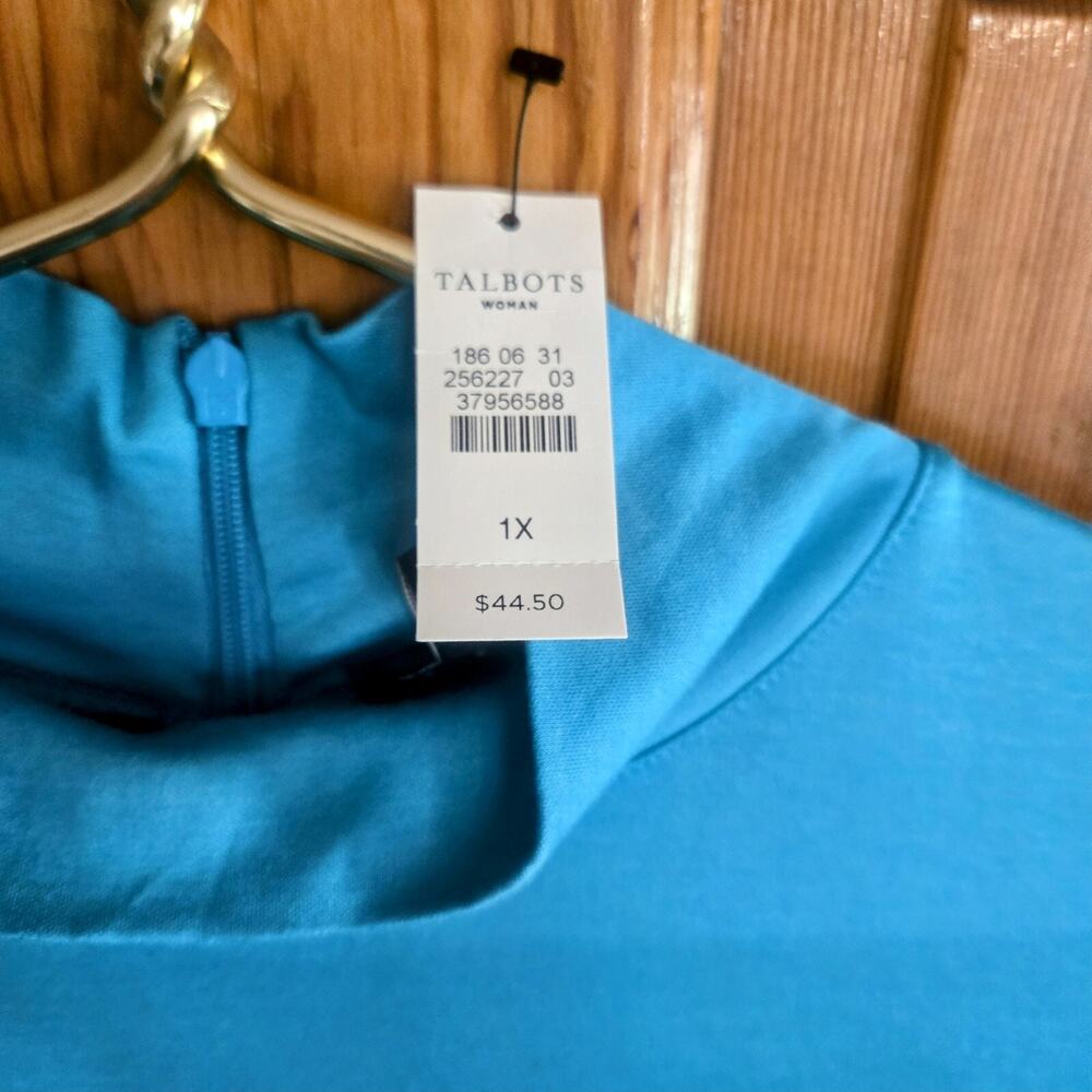Talbots Women Sleeveless Casual Top Cowl Neck Shirt Soft Turquoise Plus 1X New - Picture 5 of 6